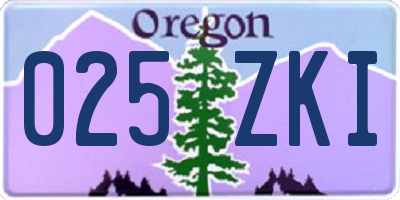 OR license plate 025ZKI