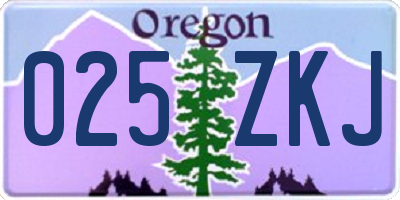 OR license plate 025ZKJ