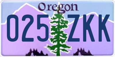 OR license plate 025ZKK
