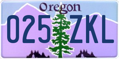 OR license plate 025ZKL
