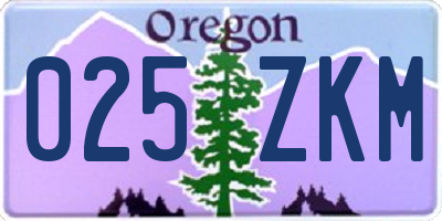 OR license plate 025ZKM
