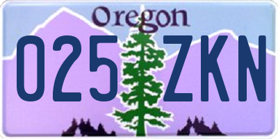 OR license plate 025ZKN