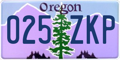 OR license plate 025ZKP