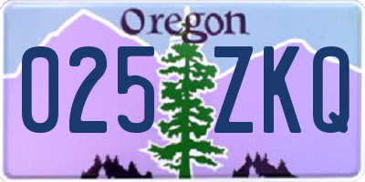 OR license plate 025ZKQ