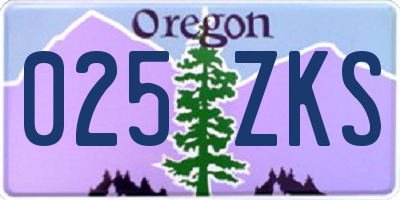 OR license plate 025ZKS