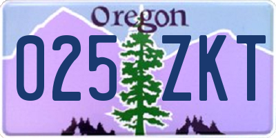 OR license plate 025ZKT
