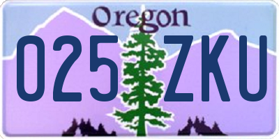 OR license plate 025ZKU