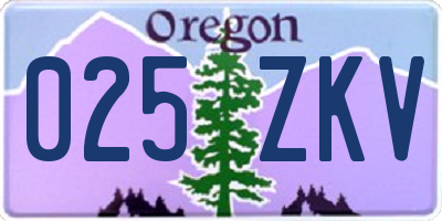 OR license plate 025ZKV