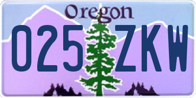 OR license plate 025ZKW
