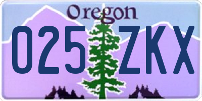 OR license plate 025ZKX