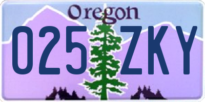 OR license plate 025ZKY