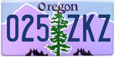 OR license plate 025ZKZ