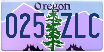 OR license plate 025ZLC