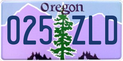 OR license plate 025ZLD
