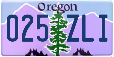 OR license plate 025ZLI