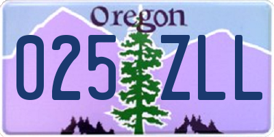 OR license plate 025ZLL