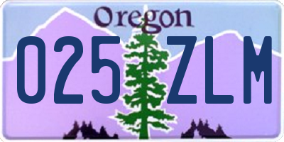 OR license plate 025ZLM