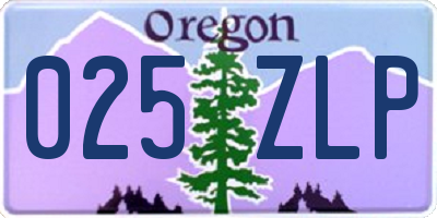 OR license plate 025ZLP