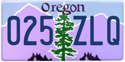 OR license plate 025ZLQ