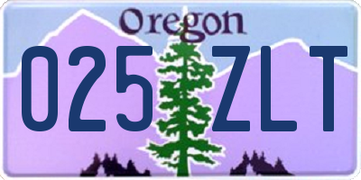 OR license plate 025ZLT