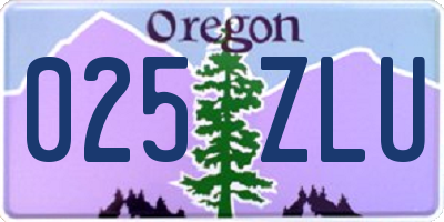 OR license plate 025ZLU