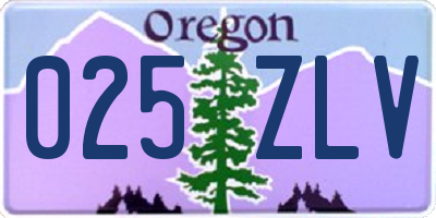 OR license plate 025ZLV