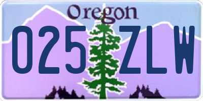 OR license plate 025ZLW