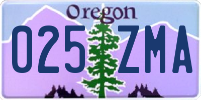 OR license plate 025ZMA