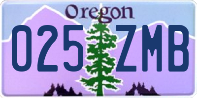 OR license plate 025ZMB