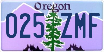 OR license plate 025ZMF