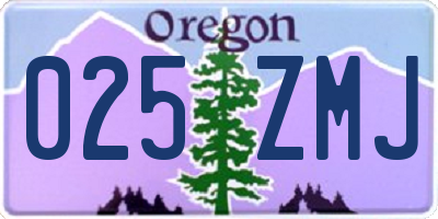 OR license plate 025ZMJ
