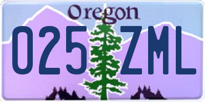 OR license plate 025ZML