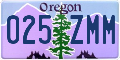 OR license plate 025ZMM