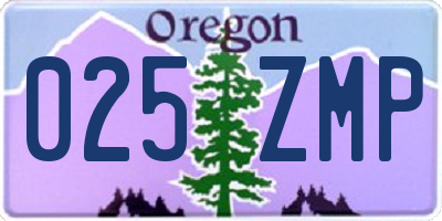 OR license plate 025ZMP