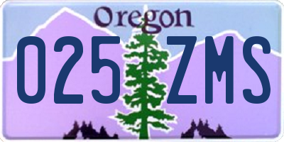 OR license plate 025ZMS