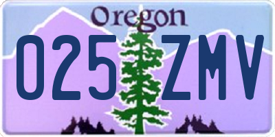 OR license plate 025ZMV