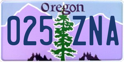 OR license plate 025ZNA
