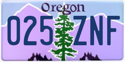 OR license plate 025ZNF