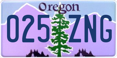 OR license plate 025ZNG