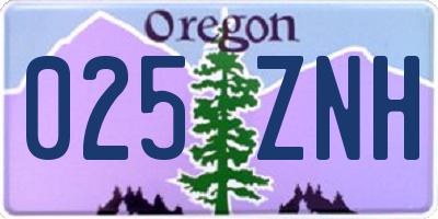 OR license plate 025ZNH