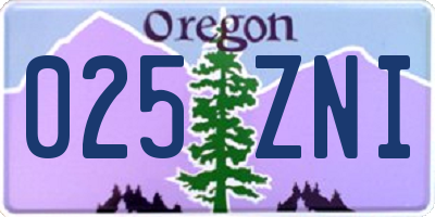 OR license plate 025ZNI