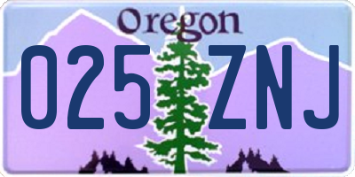 OR license plate 025ZNJ