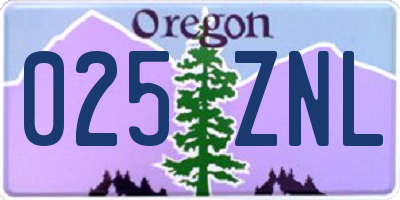 OR license plate 025ZNL