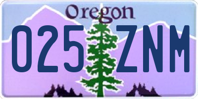 OR license plate 025ZNM