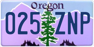 OR license plate 025ZNP
