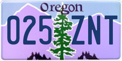 OR license plate 025ZNT