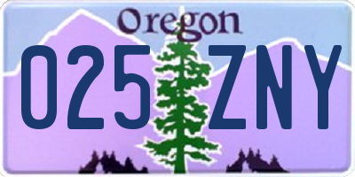 OR license plate 025ZNY