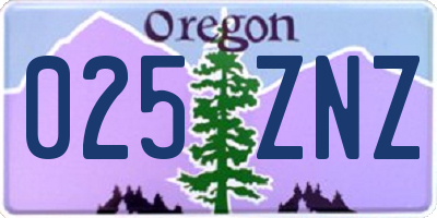 OR license plate 025ZNZ