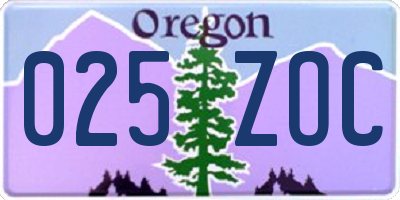 OR license plate 025ZOC
