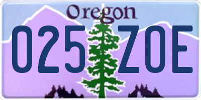 OR license plate 025ZOE